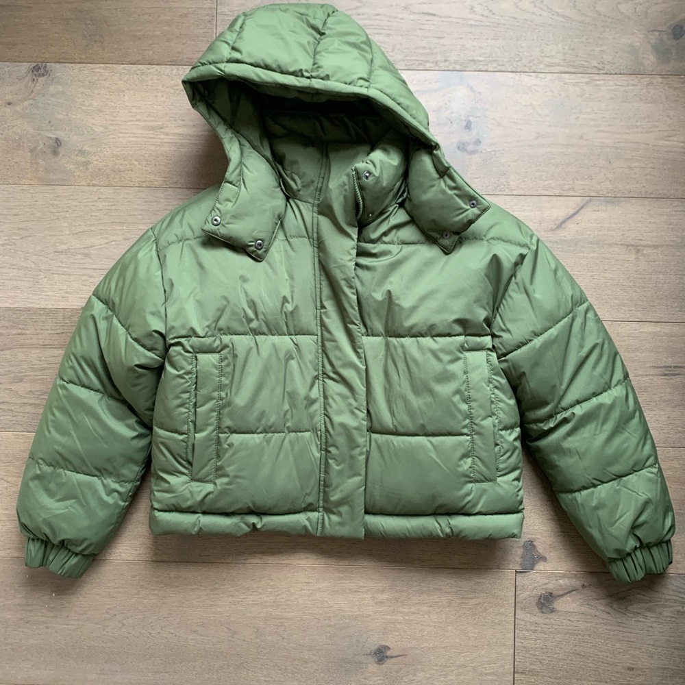 American Eagle Outfitters Olive Puffer Jacket